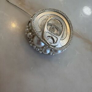CHANEL Silver and Pearl Brooch